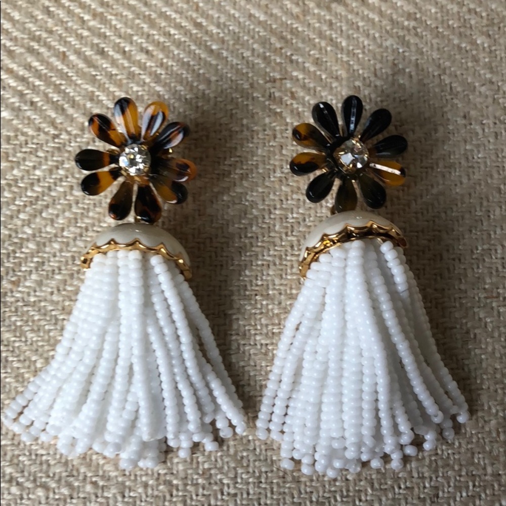 J.Crew tortoise beaded tassel earrings